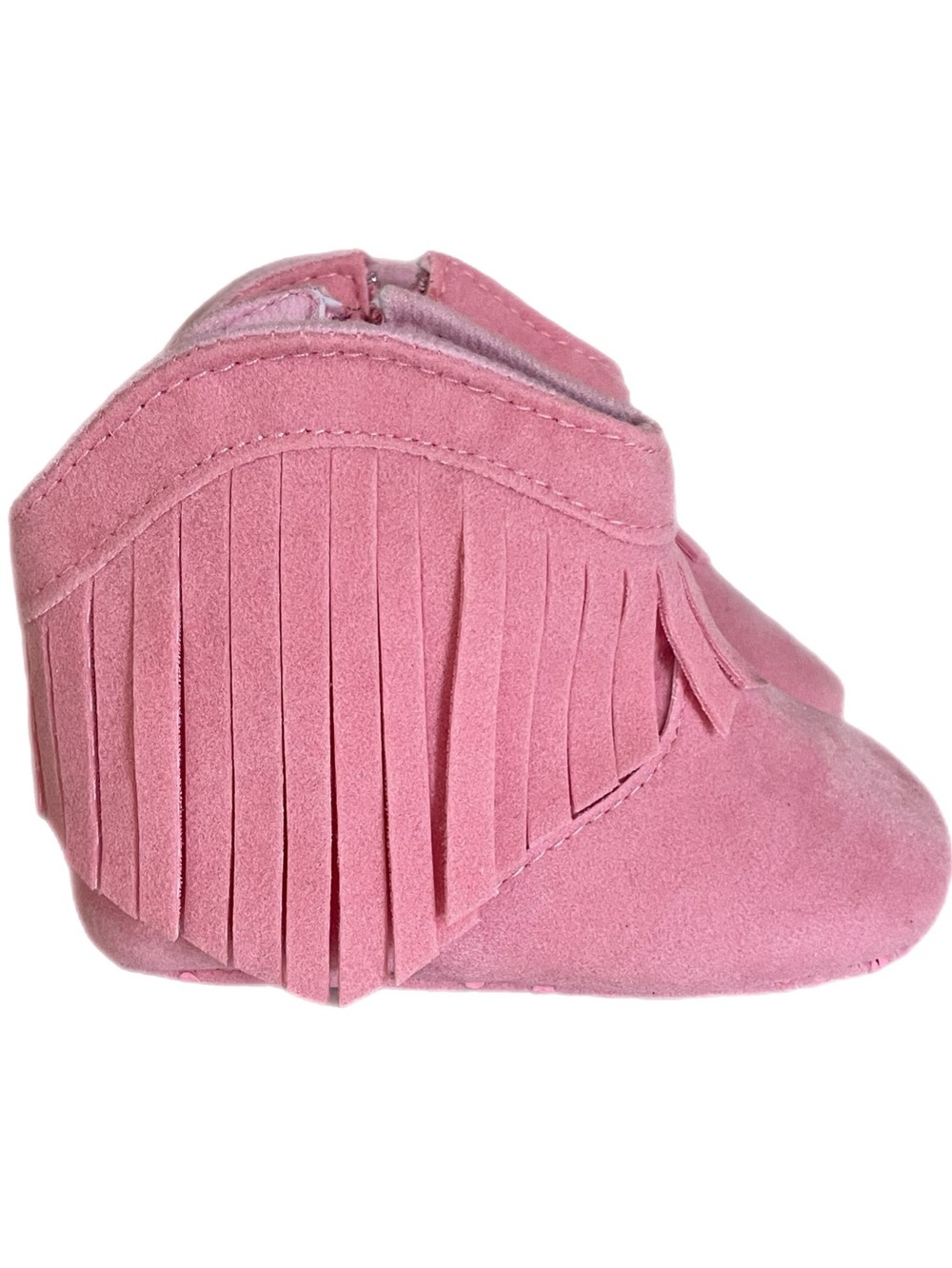 Kids Pink Fringe Moccasin Booties